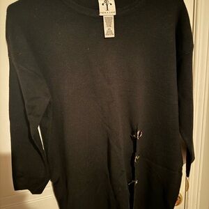 Black Sweater with Unique Button Design